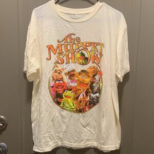 Disney The Muppets Men's Cream The Muppet Show Logo Graphic T-Shirt Size XL EUC